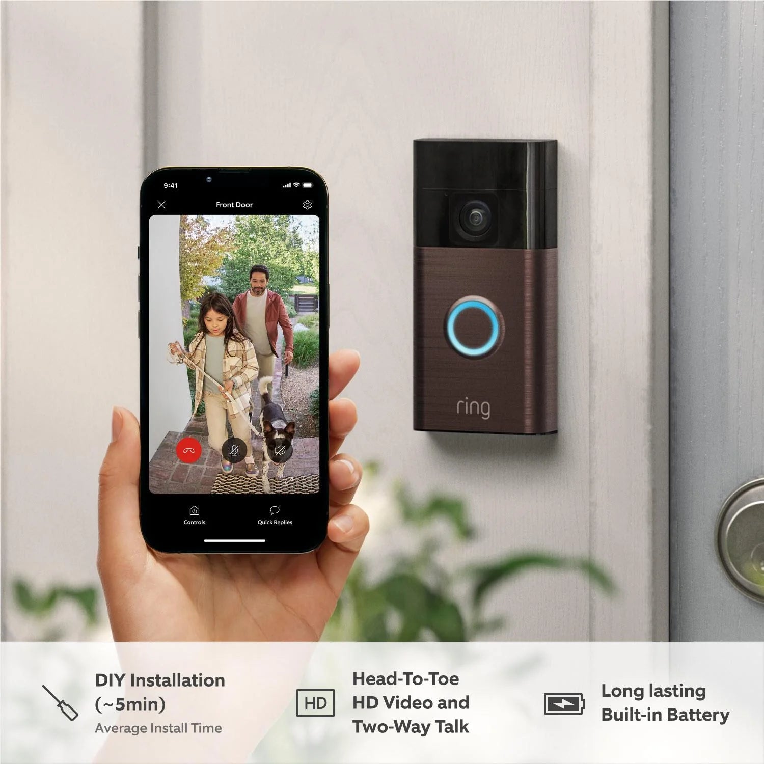 Ring Video Doorbell 1440p HD - Venetian Bronze